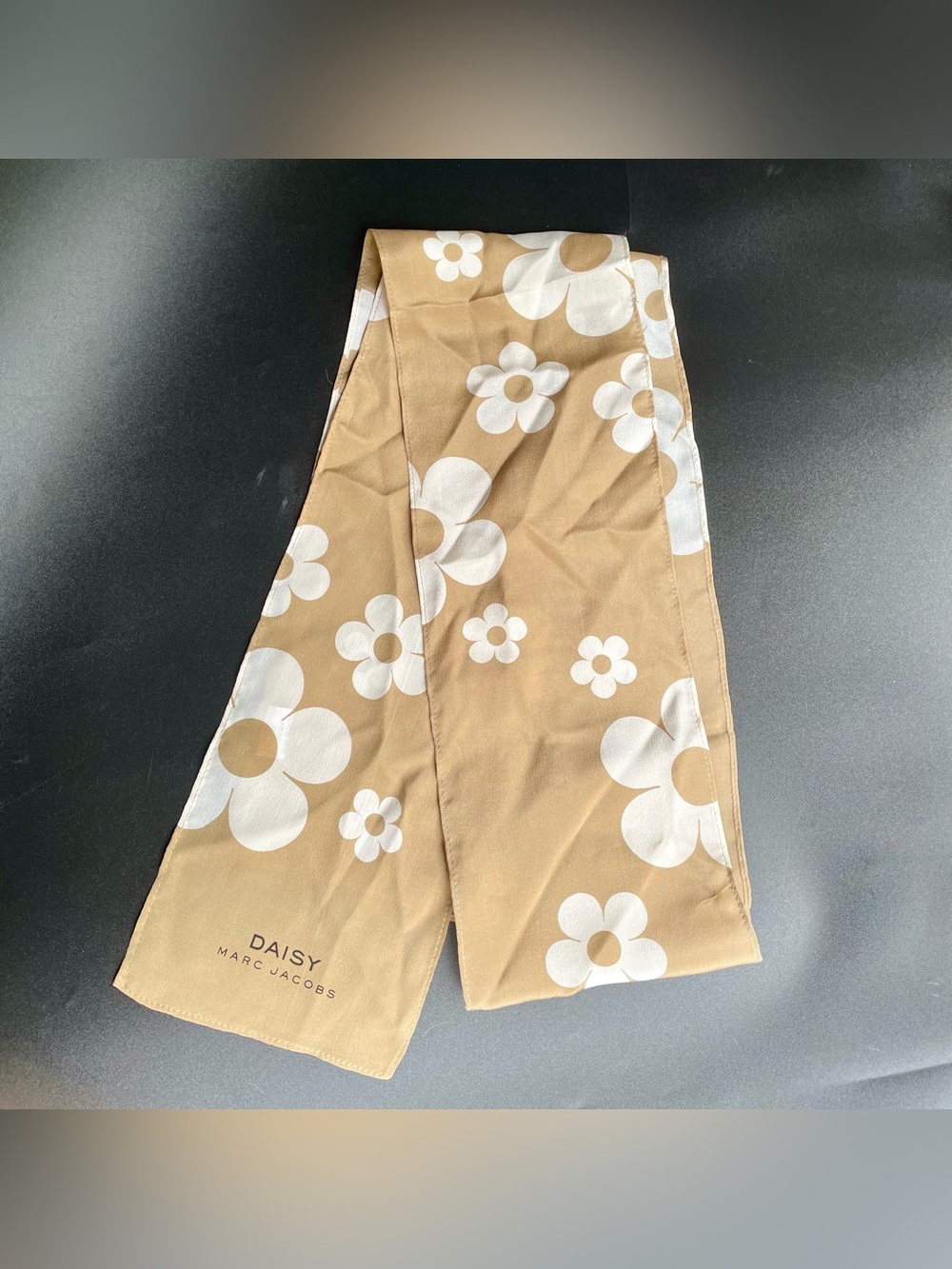 Daisy by Marc Jacobs 100% Silk Scarf Tan Neutral Color